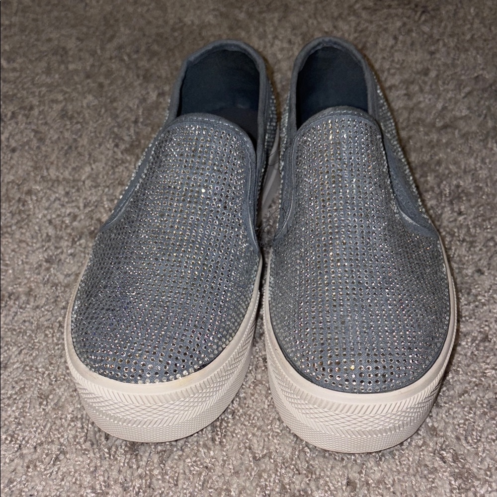 Glittery Gray Slip-On Shoes G by Guess
